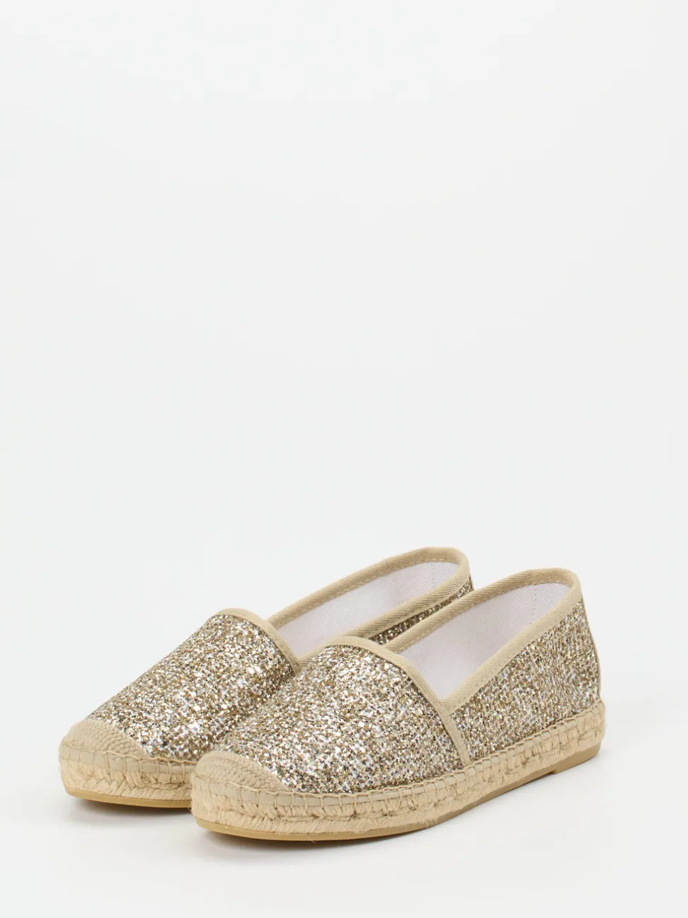 Andrea Puccini – Espadrilles aus Metallic-Textil gold