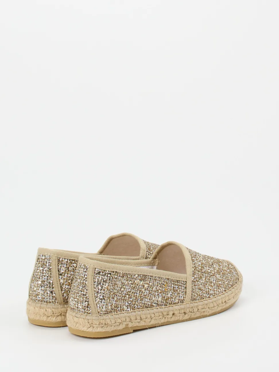 Andrea Puccini – Espadrilles aus Metallic-Textil gold