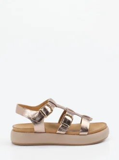 Andrea Sabatini – Plateau-Sandalen aus Metallic-Leder Roségold