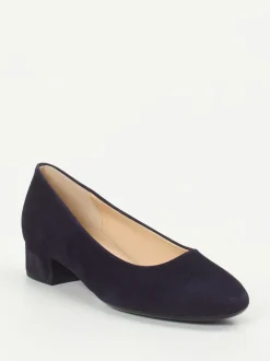 Gabor – Blockabsatz-Pumps aus Veloursleder Dunkelblau